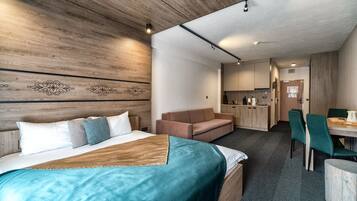 Studio Suite phong cách cổ điển | 1 phòng ngủ, bộ đồ giường cao cấp, nệm Select Comfort, bàn