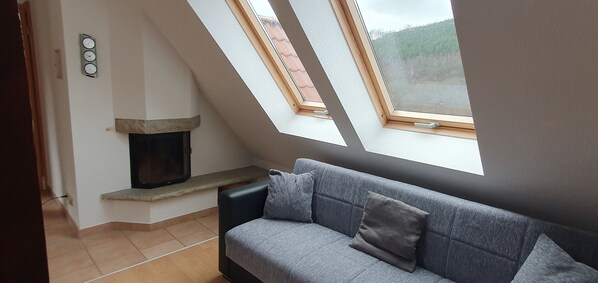 TV, fireplace, stereo - Vacation apartment for 4 people 38 m² with a view of the Lilienstein (Königstein)