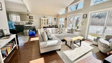 Smart-TV, Kamin, Bücher, Streaming-Dienste