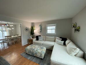 TV, books, music library, stereo