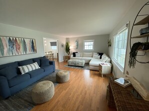 TV, books, music library, stereo