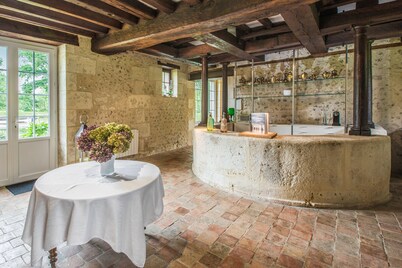 Old mill from the 19th century and its pond in the heart of the Châteaux of the Loire Valley