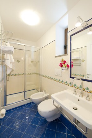 Regadera, secadora de cabello, bidet, toallas 