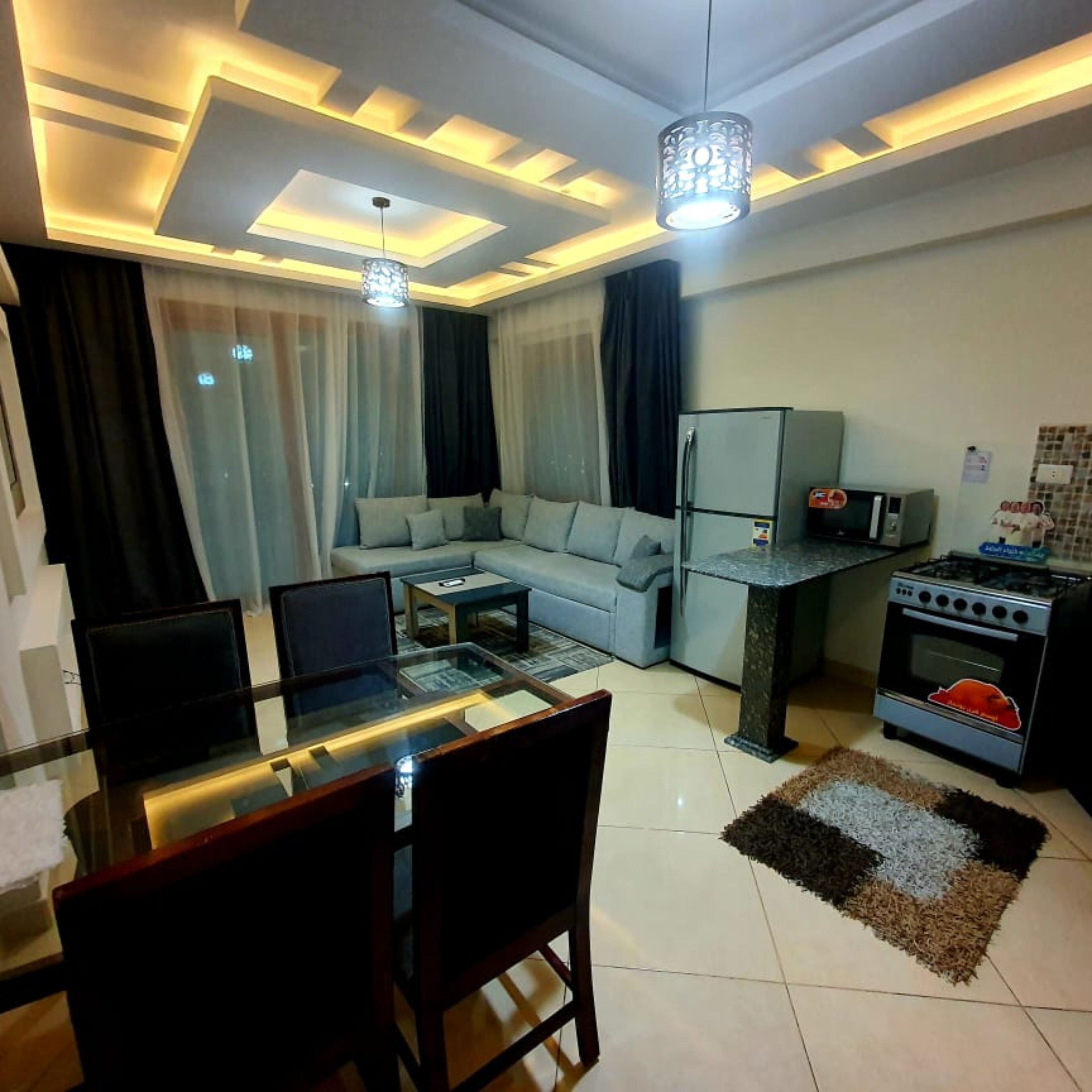 panoramic apartment | living area | 55-inch led tv with satellite channels, tv