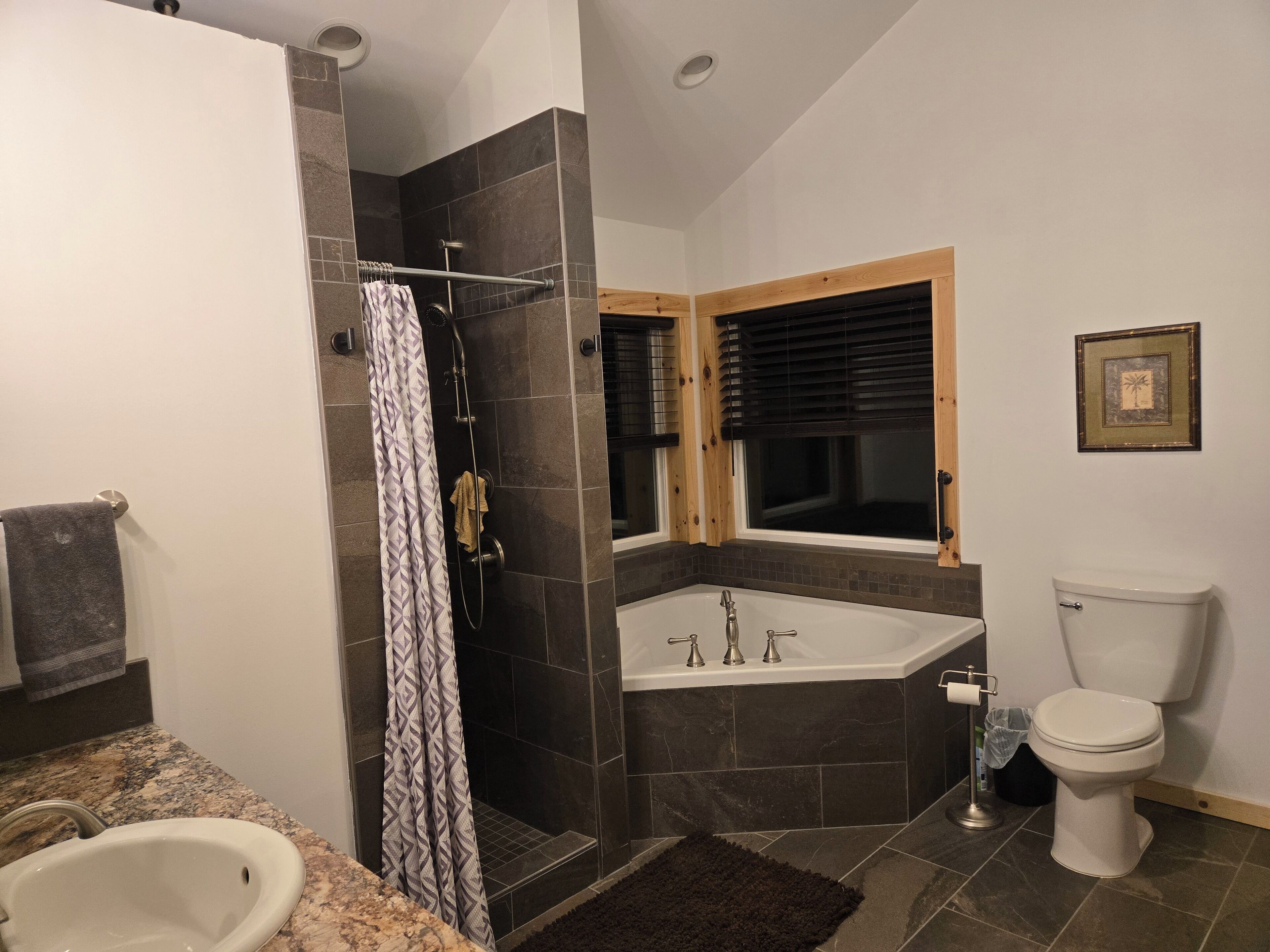 Eco-friendly toiletries, hair dryer, towels, soap