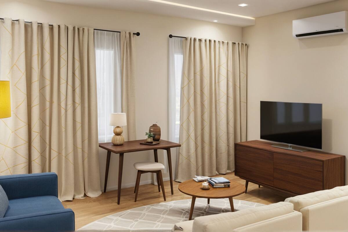 Standard Apartment, 4 Bedrooms | Living area | 55-inch Smart TV with digital channels, TV, Netflix