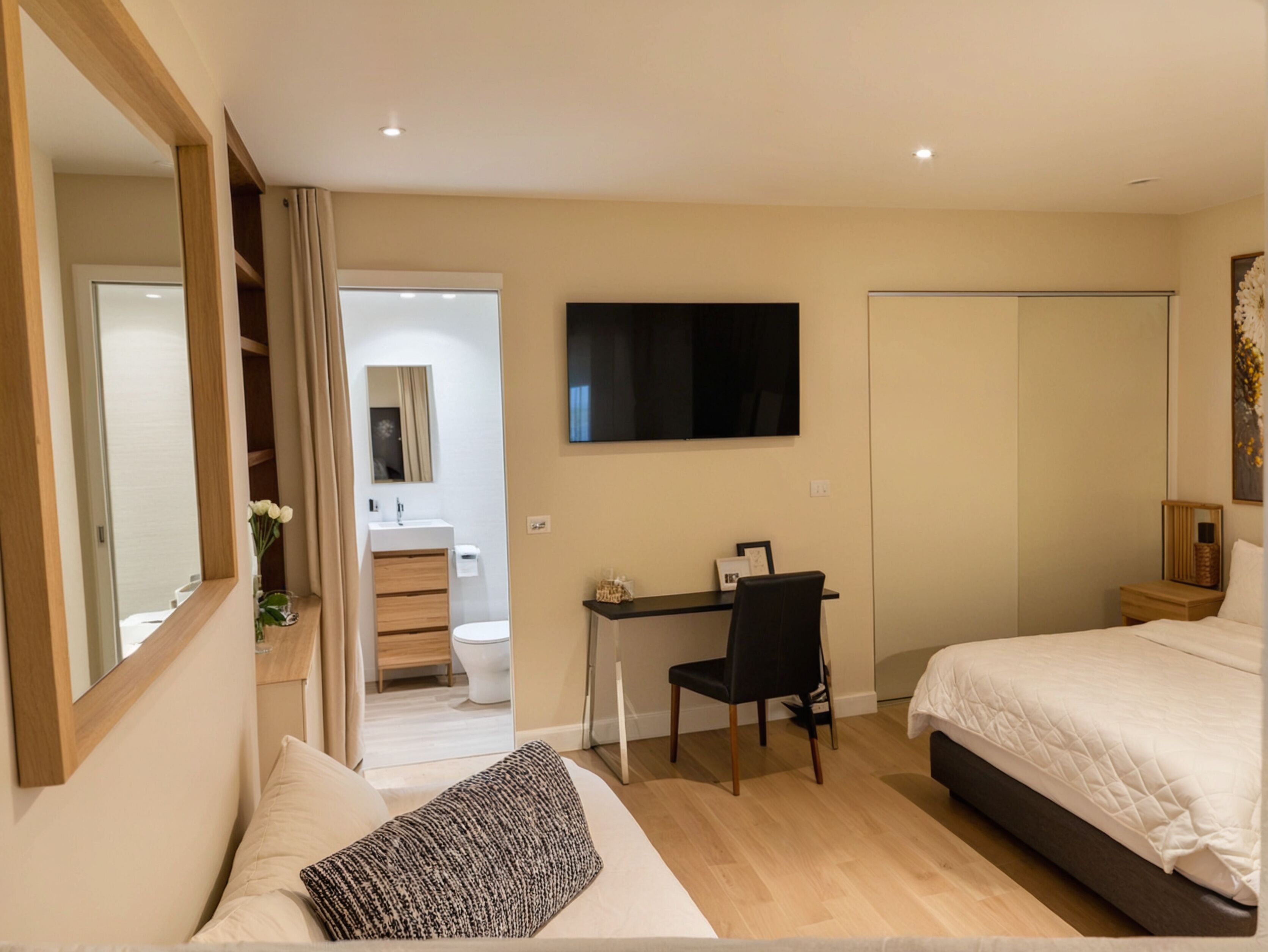 Premium Apartment | Premium bedding, memory foam beds, desk, laptop workspace