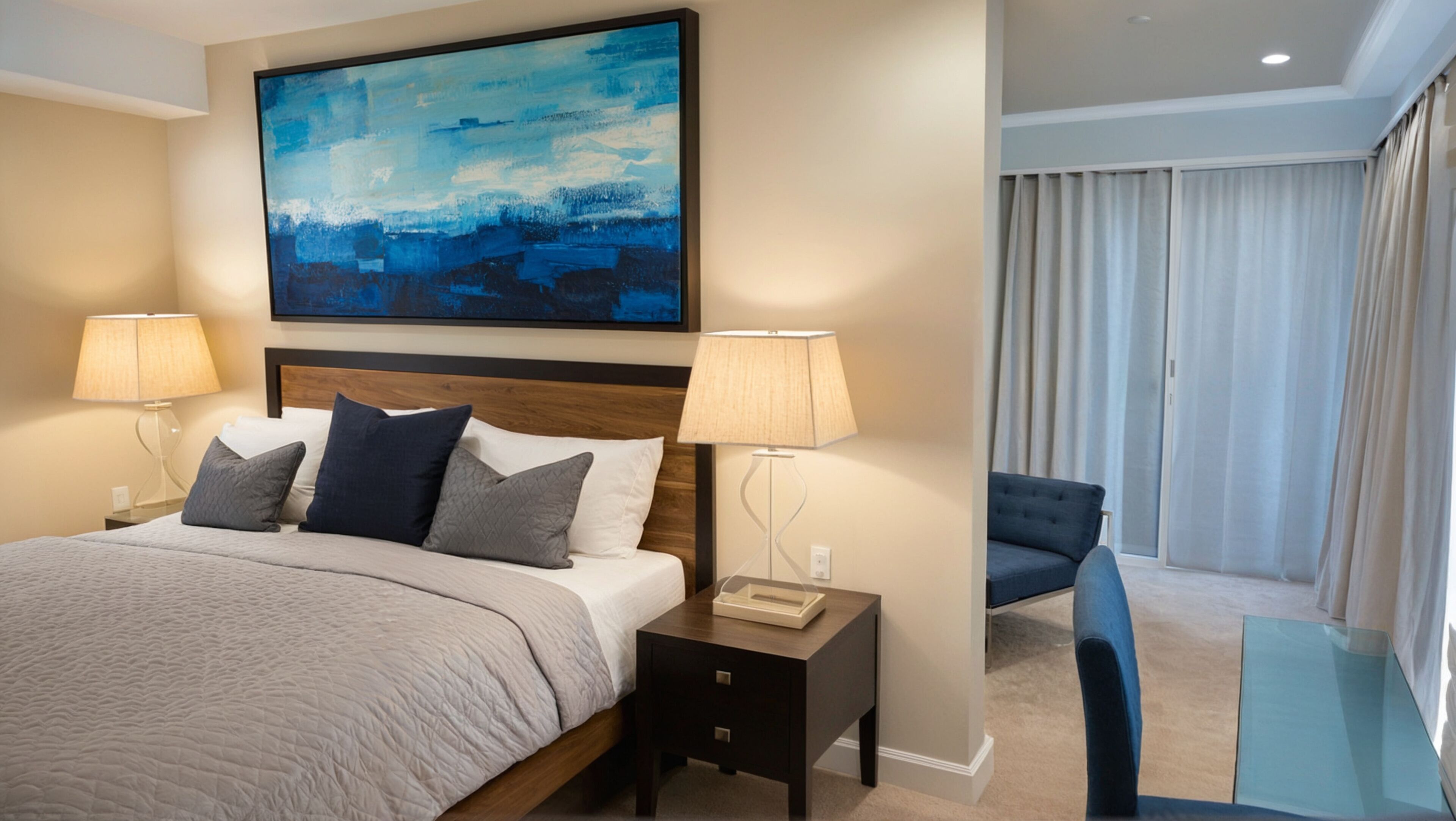 Premium Apartment | Premium bedding, memory foam beds, individually decorated