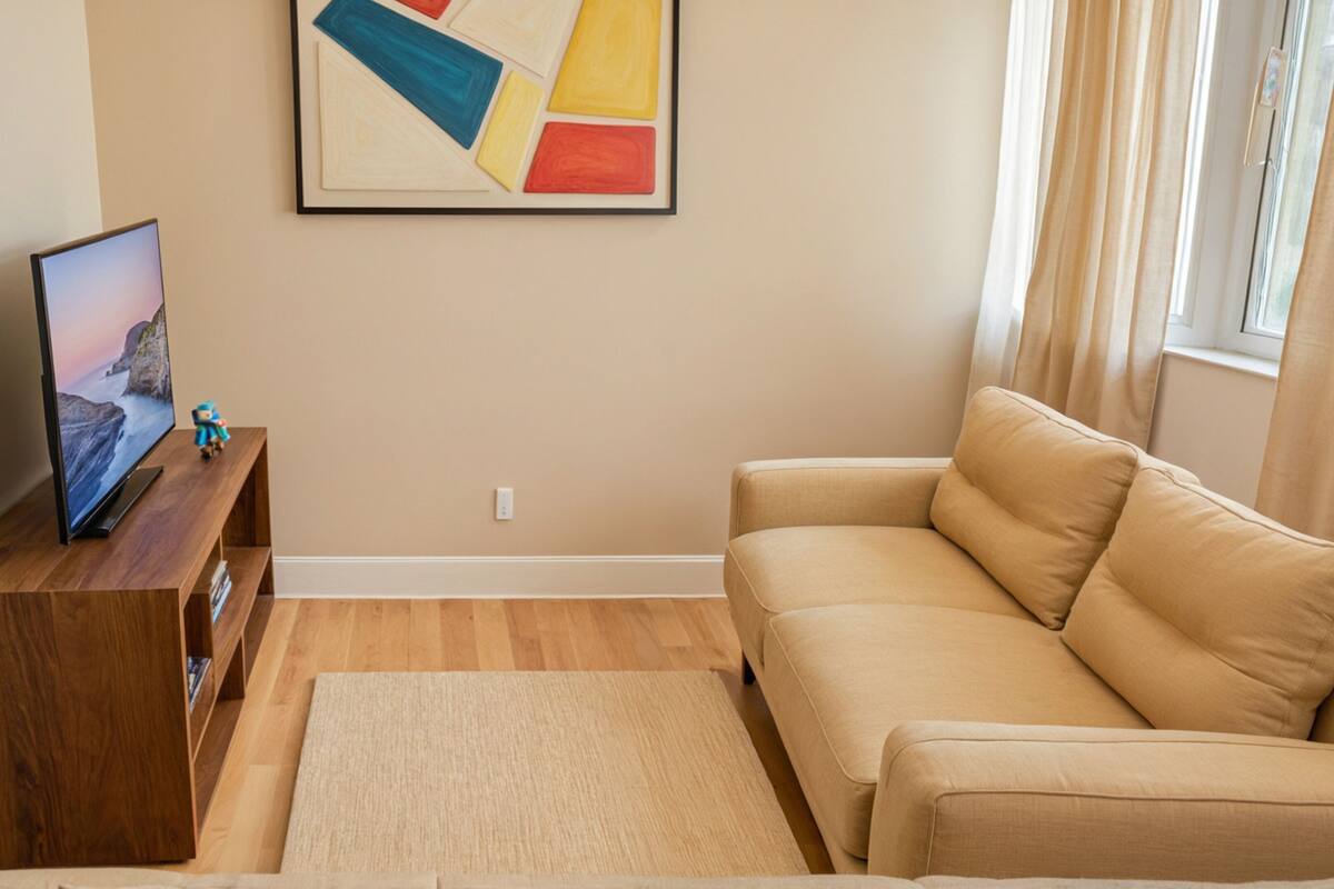 Standard Apartment, 3 Bedrooms | Living area | 55-inch Smart TV with digital channels, TV, Netflix