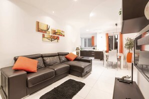 Basic Apartment, 2 Double Beds | Living area | TV - Bluemarine Suite (St. Julian's)