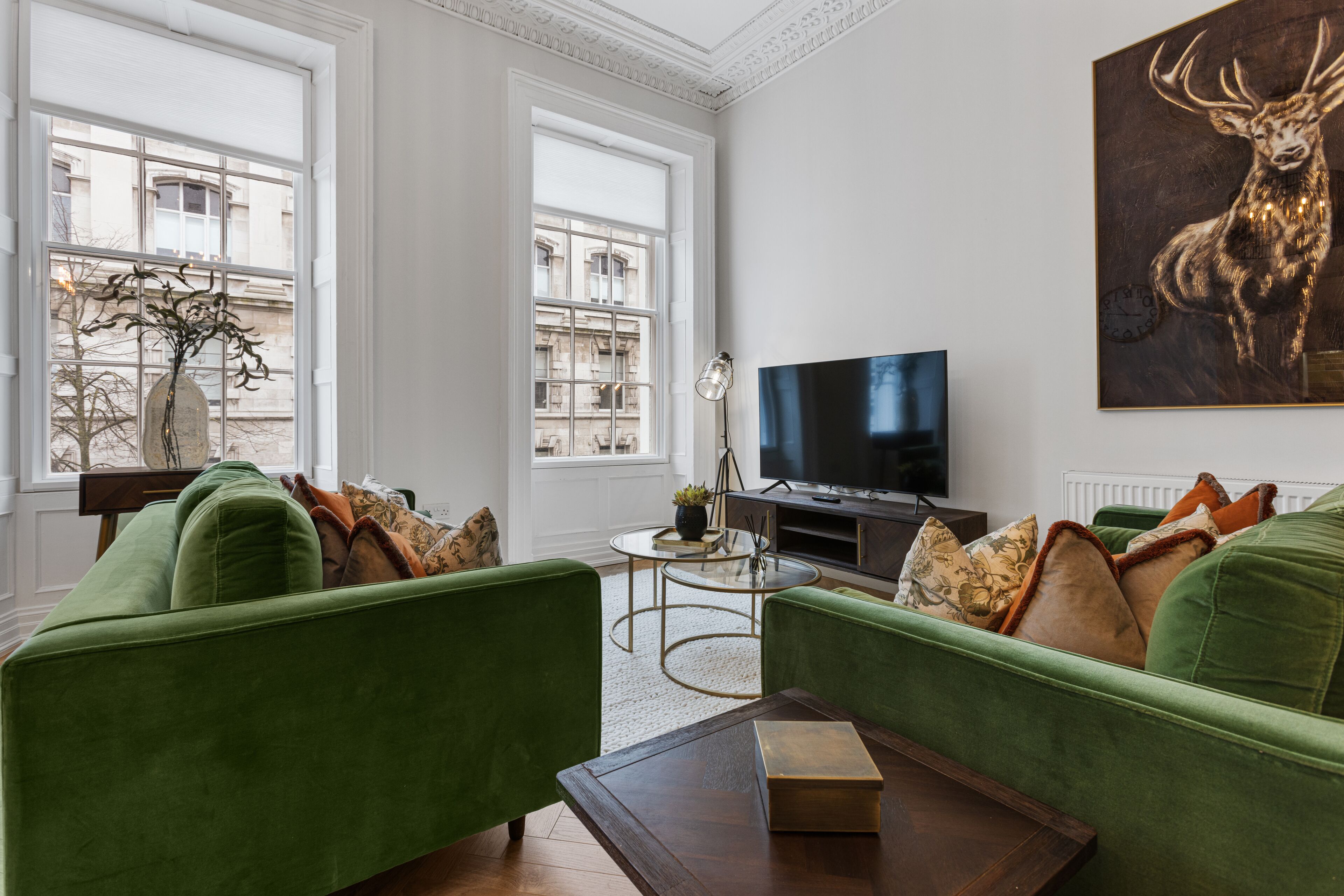 luxury apartment | living area | 50-inch smart tv with digital channels, tv