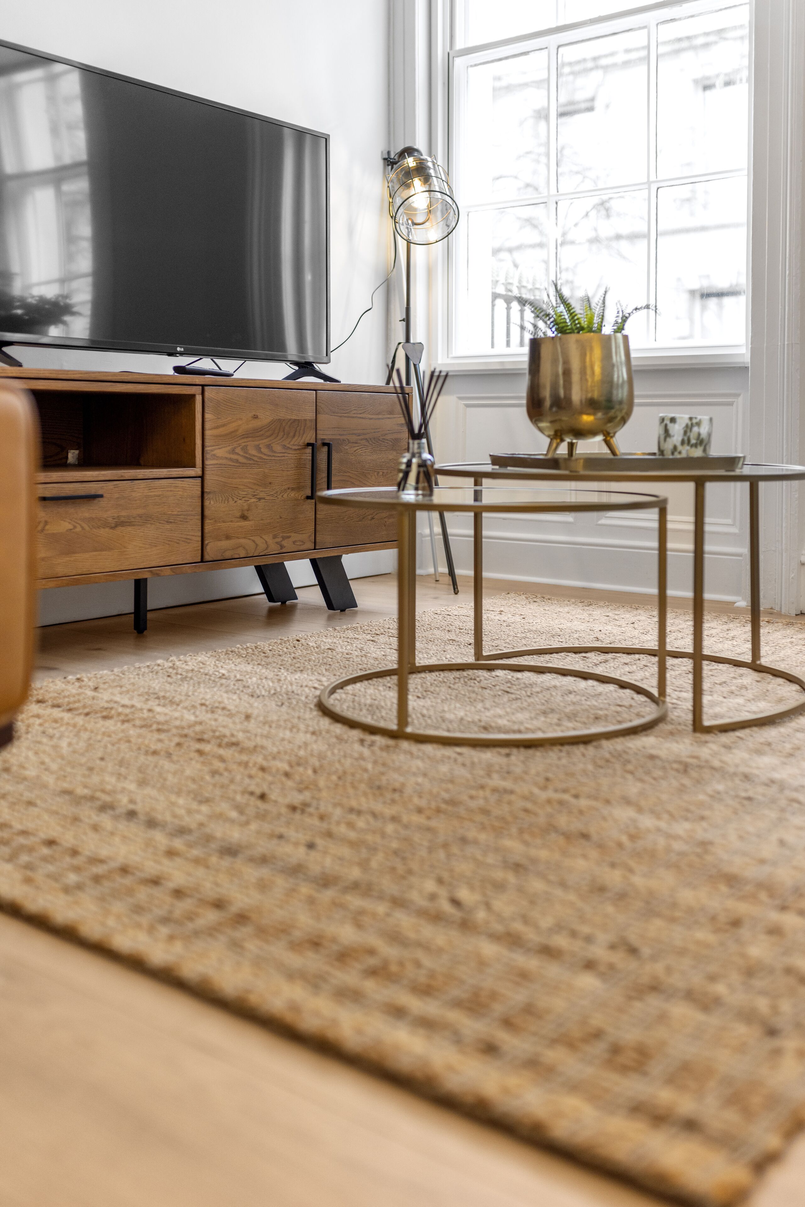 luxury apartment | living area | 50-inch smart tv with digital channels, tv