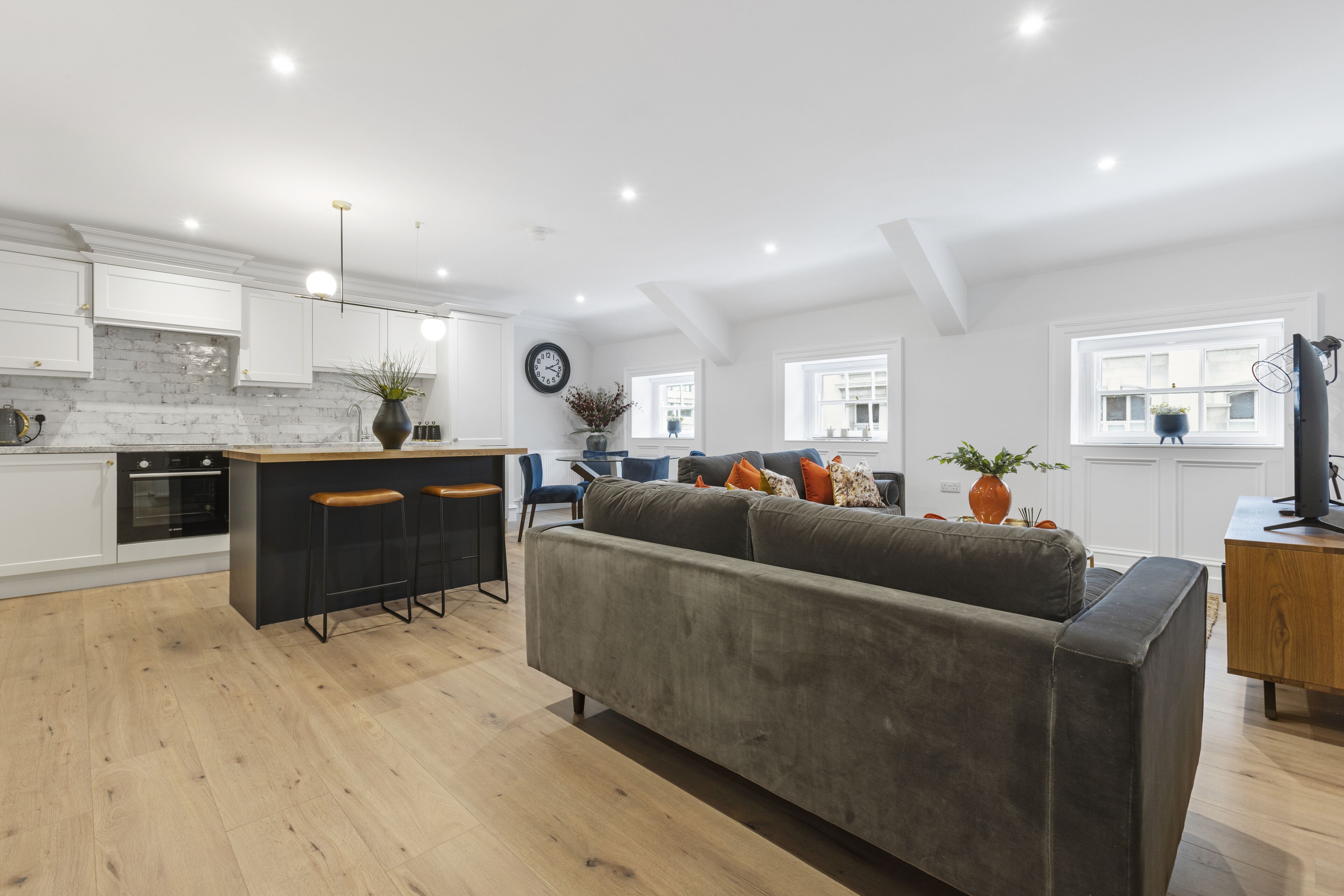 luxury apartment | living area | 50-inch smart tv with digital channels, tv