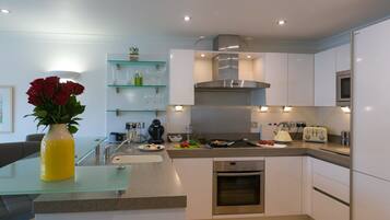 Fridge, dishwasher, electric kettle, toaster