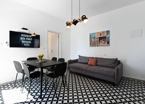 YalaRent Bazalet 2BR APT 5 with Balcony | Living area | Flat-screen TV