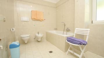 Haartrockner, Bidet, Handtücher, Seife