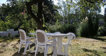House with fenced garden in village