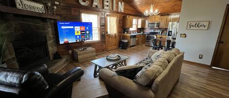 Televisión, chimenea