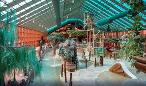 Alberca techada y alberca al aire libre