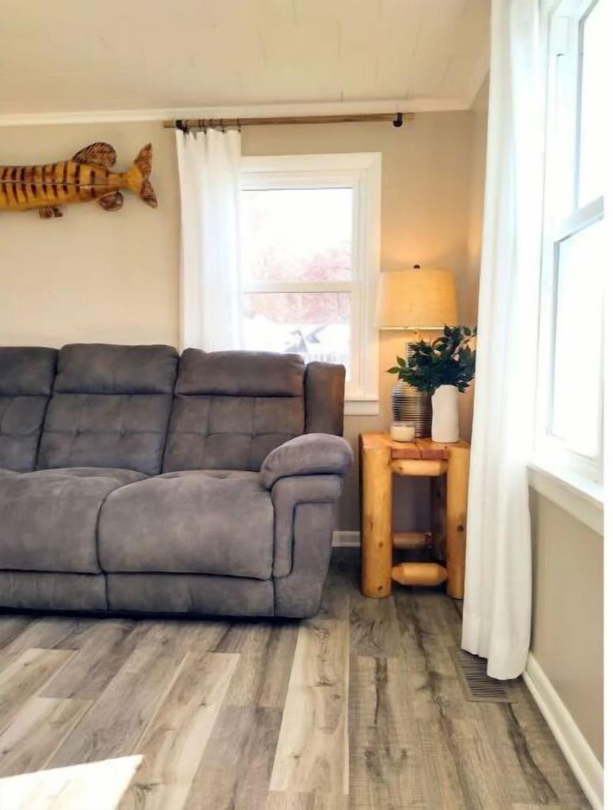 Smart TV, fireplace, DVD player