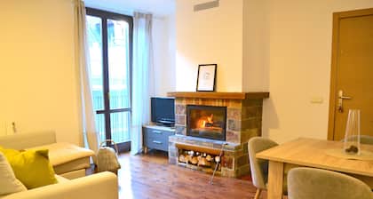 Modern apartment with fireplace