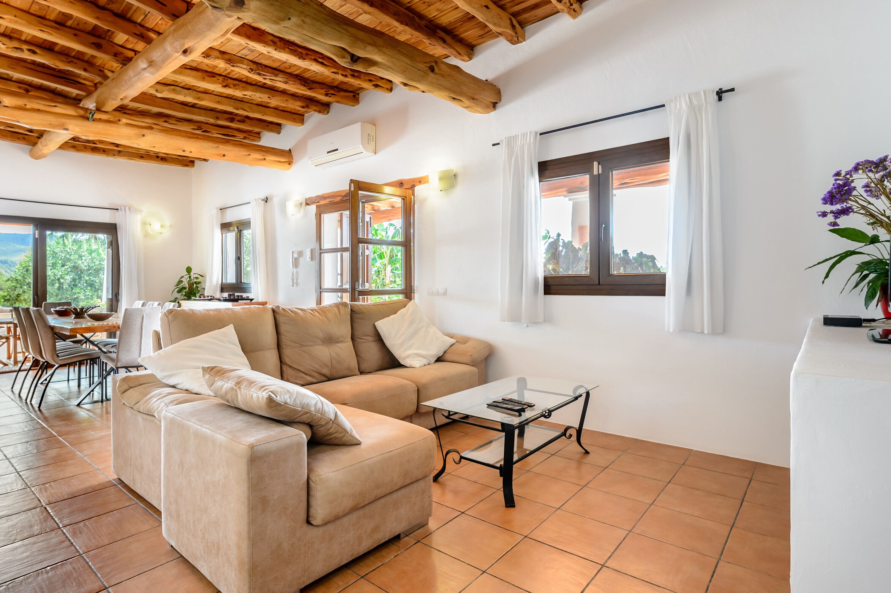 Télévision, cheminée, chaîne hi-fi