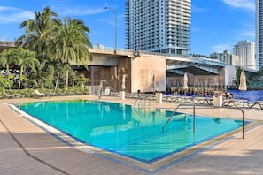 A rooftop pool