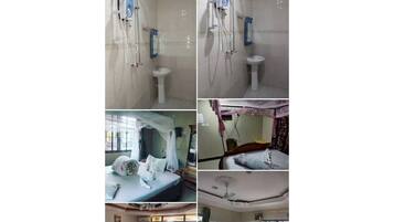 Towels, soap, shampoo, toilet paper