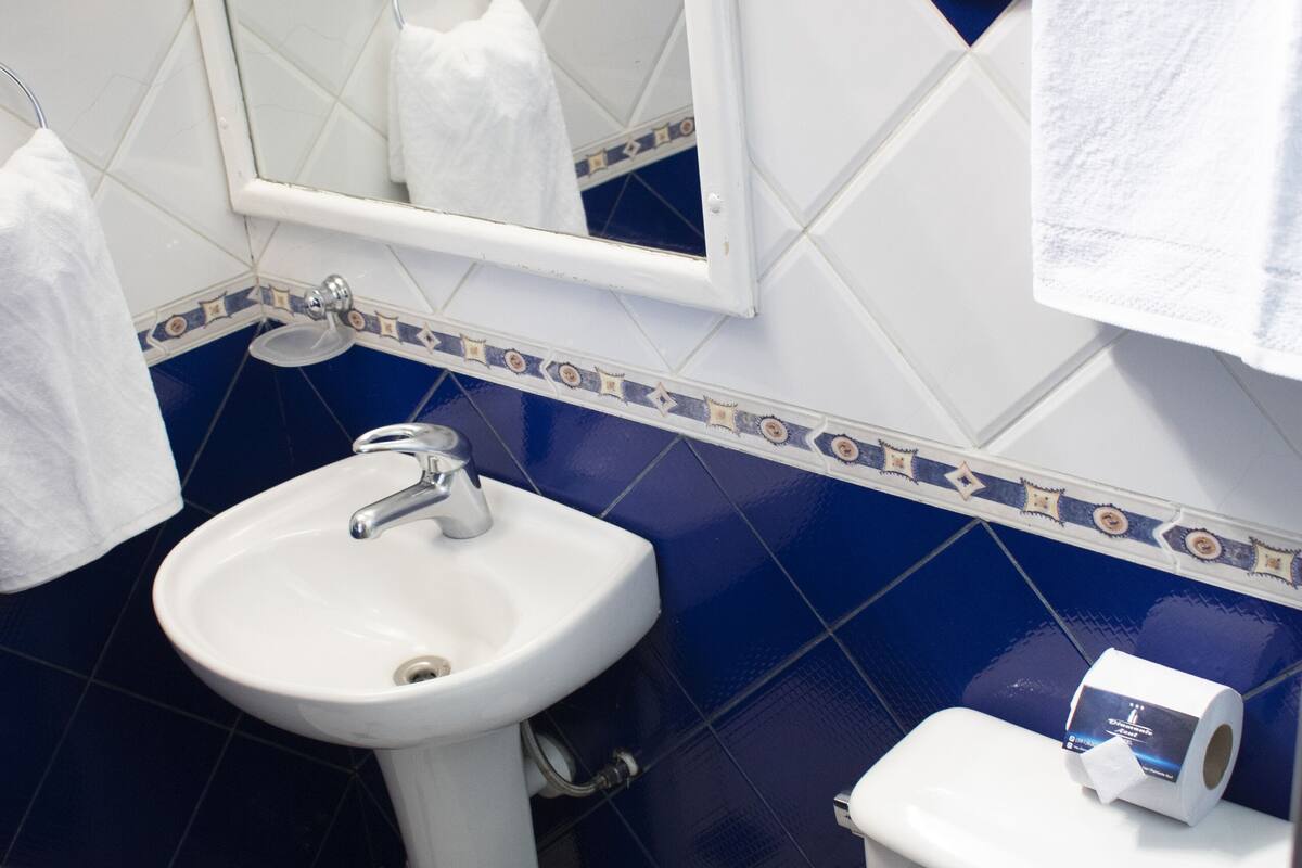 shower, towels, soap, shampoo