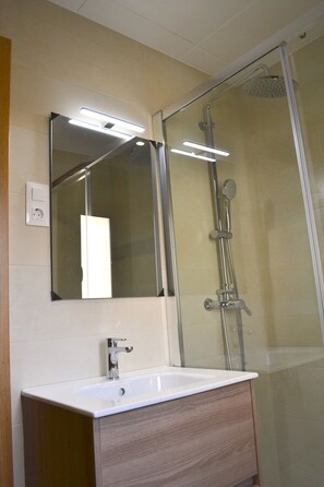 Hair dryer, towels, toilet paper