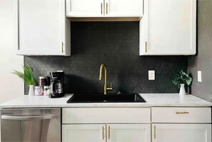 Fridge, microwave, oven, dishwasher