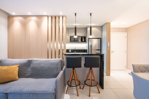 Apartment | Private kitchen | Fridge, microwave, oven, blender