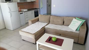 아파트 (One Bedroom Apartment with Terrace an) | 거실 | 위성 채널 시청이 가능한 25인치 평면 TV, TV
