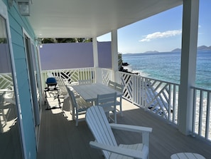 Huge terrace over looking the sea - dining table, 4 Adirondack chairs and bbq.