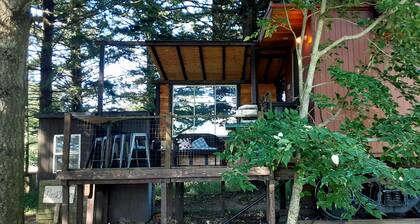 Little Red Caboose with a View in the Scenic Columbia River Gorge