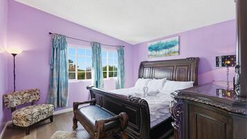 4 bedrooms, desk, iron/ironing board, travel cot
