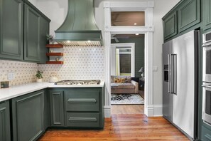 Fridge, microwave, oven, stovetop - Luxury Victorian near Forsyth Park / Heated Private Pool / Gated Parking (Savannah)