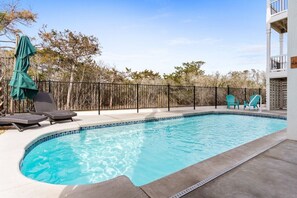 Outdoor pool, a heated pool - Ocean Twelve - located on a top-rated family beach (Ocean Isle Beach)