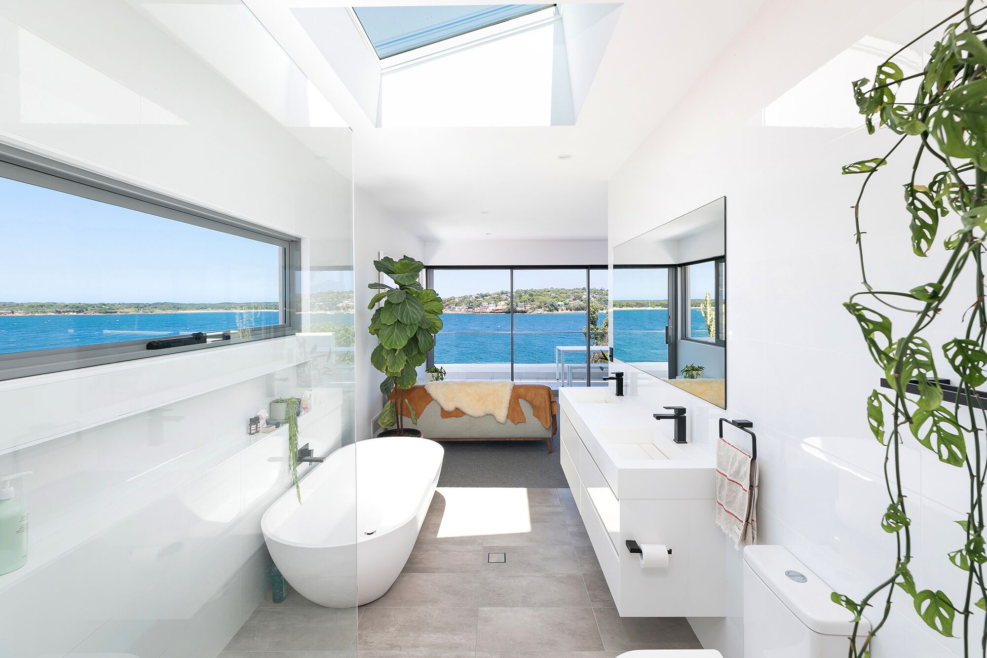 Shower, towels, soap, shampoo