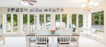 Lakefront View, 5BR, PET-Friendly, Firepit, Dock, Games, Up to 14