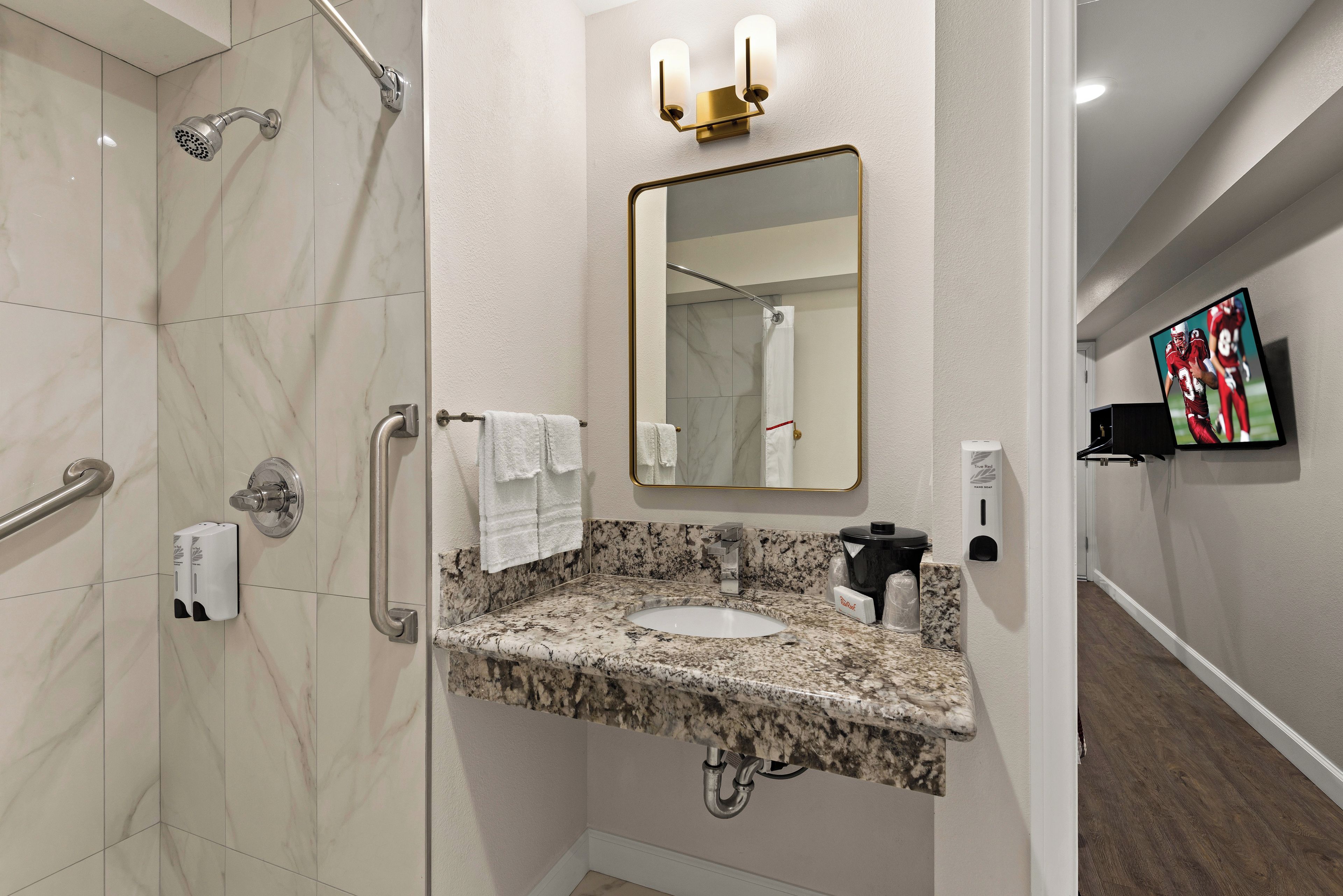 Standard Room, 1 Queen Bed, Roll-in Shower, Non Smoking | Bathroom