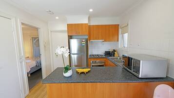 Fridge, microwave, oven, dishwasher