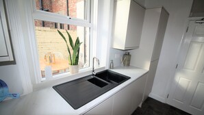 Coffee/tea maker, fridge, microwave, oven - Large Period Property - Beautifully Refurbished (Newcastle upon Tyne)