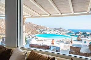 Villa, 6 Bedrooms, Smoking, Balcony | Interior - Paraga Scorpios Villa1 hot tub 7 Mins Walk to Beach by Calypso Sunset Villas (Mykonos)