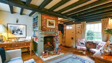 30-inch TV with digital channels, fireplace