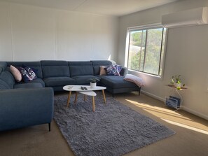 Smart TV, fireplace, table tennis, books