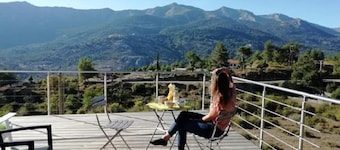 Timber-frame house ideal for trail riding, hiking and swimming