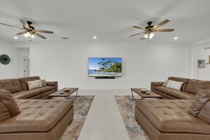 TV, video games, DVD player, ping pong