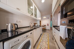 Fridge, microwave, oven, dishwasher