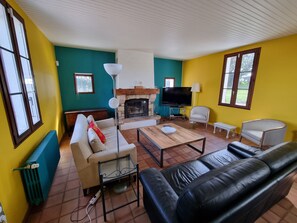 Smart-tv, pejs, dvd-afspiller, bordtennisbord